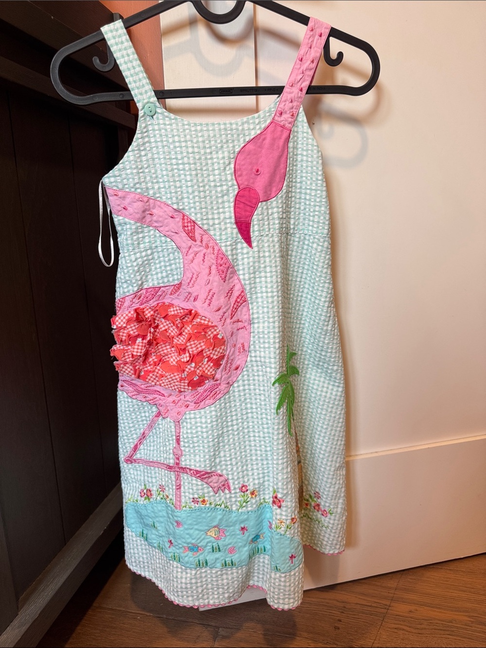 Girls Pink Flamingo Appliqué cotton kids Dress